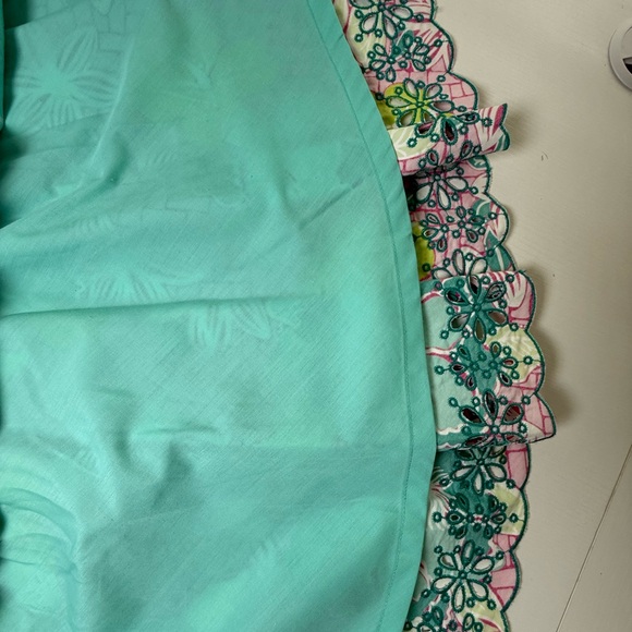 Lilly Pulitzer Floral Pleated Skirt - Pink, Green, Aqua. Eyelet‎ Hem Design sz 2 - Picture 8 of 9